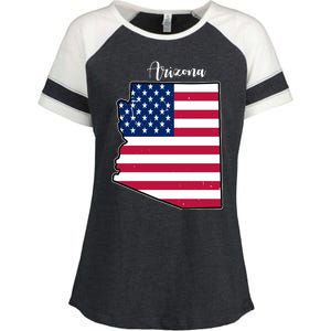 Arizona United States Map Enza Ladies Jersey Colorblock Tee