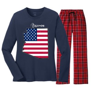 Arizona United States Map Women's Long Sleeve Flannel Pajama Set 