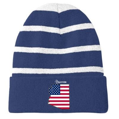 Arizona United States Map Striped Beanie with Solid Band