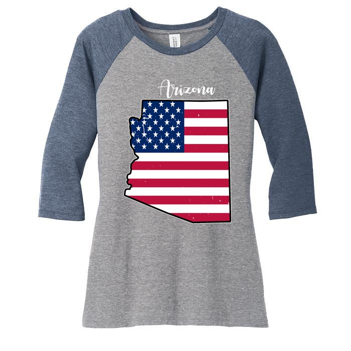 Arizona United States Map Women's Tri-Blend 3/4-Sleeve Raglan Shirt