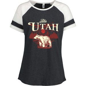 Alta Utah Ski Resort Mountains And Bear Gift Enza Ladies Jersey Colorblock Tee