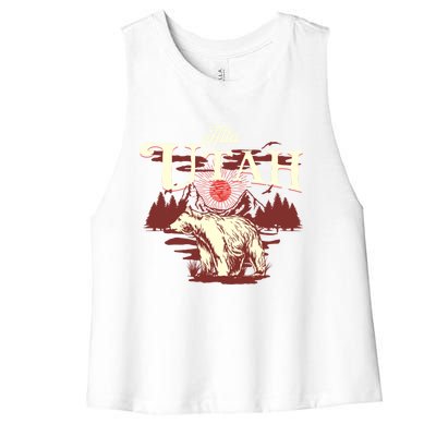 Alta Utah Ski Resort Mountains And Bear Gift Women's Racerback Cropped Tank