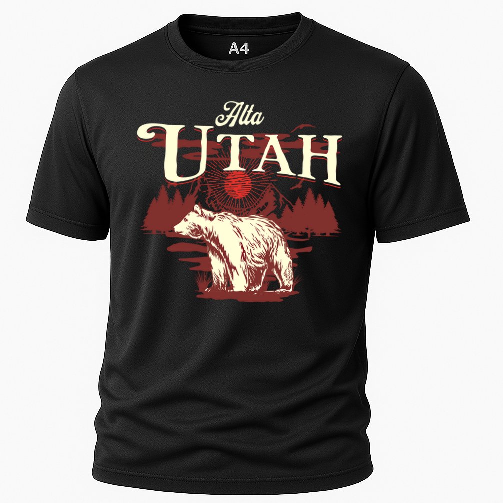 Alta Utah Ski Resort Mountains And Bear Gift Cooling Performance Crew T-Shirt