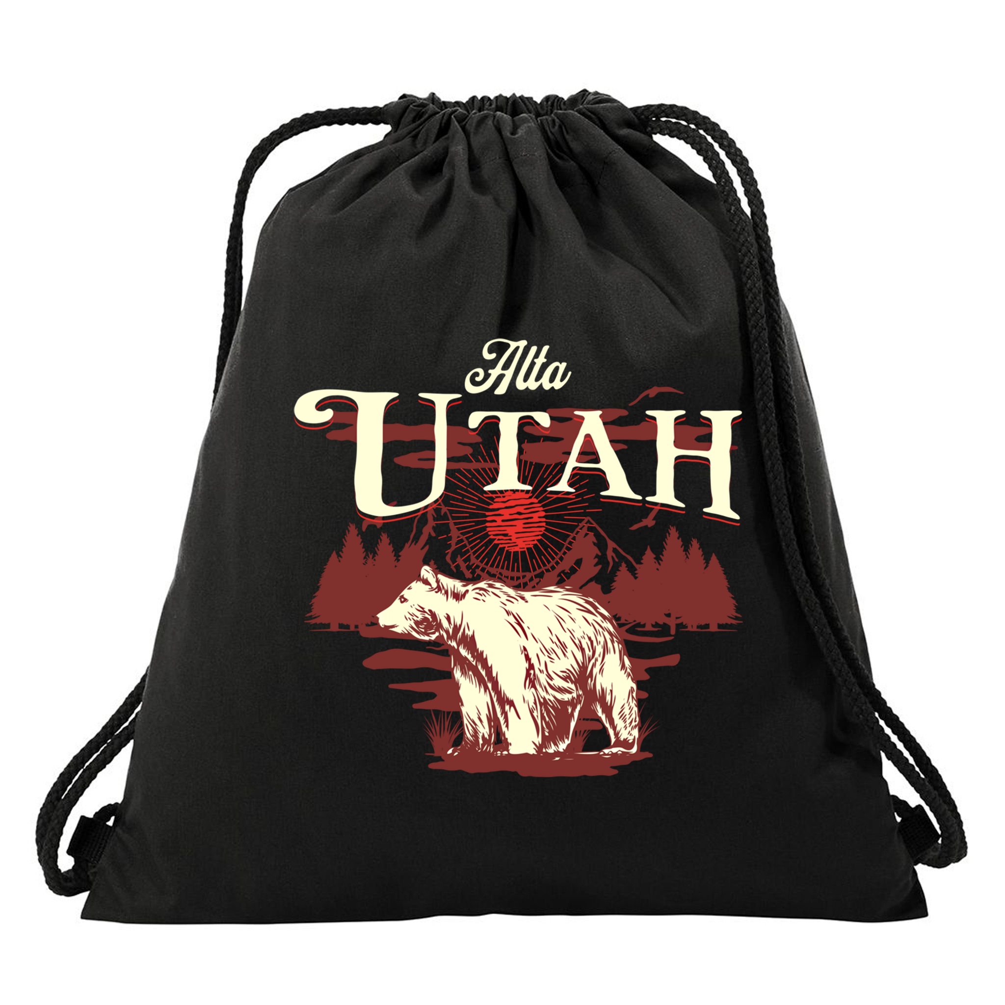 Alta Utah Ski Resort Mountains And Bear Gift Drawstring Bag
