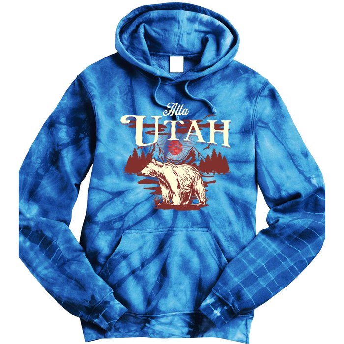 Alta Utah Ski Resort Mountains And Bear Gift Tie Dye Hoodie