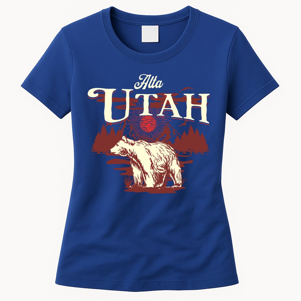 Alta Utah Ski Resort Mountains And Bear Gift Womens T-Shirt