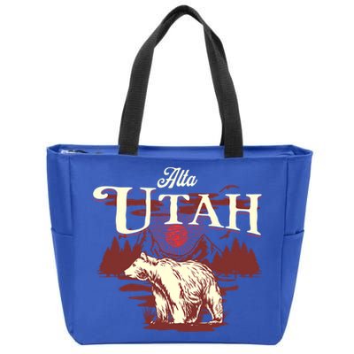 Alta Utah Ski Resort Mountains And Bear Gift Zip Tote Bag