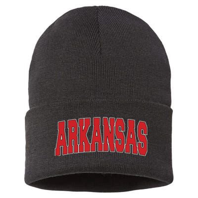 Arkansas Usa State Ar Varsity Style Vintage Sports Sustainable Knit Beanie