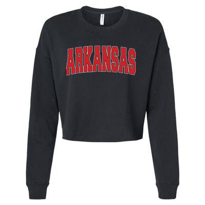 Arkansas Usa State Ar Varsity Style Vintage Sports Cropped Pullover Crew