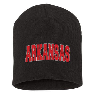 Arkansas Usa State Ar Varsity Style Vintage Sports Short Acrylic Beanie