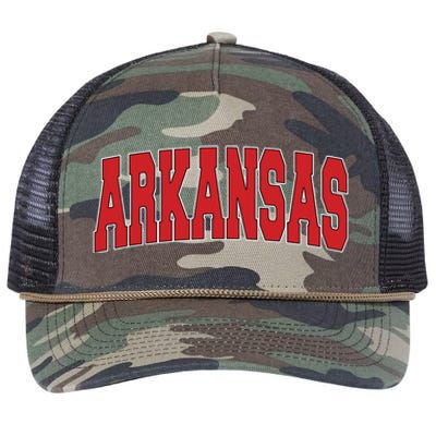 Arkansas Usa State Ar Varsity Style Vintage Sports Retro Rope Trucker Hat Cap