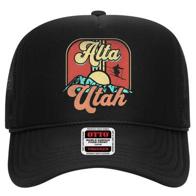 Alta Utah Ski Outdoors High Crown Mesh Back Trucker Hat