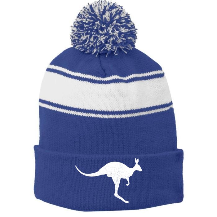 Aussie Kangaroo Stripe Pom Pom Beanie