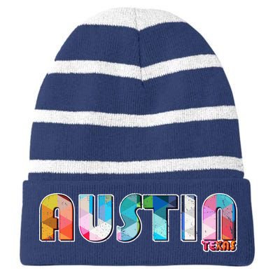 Austin Texas  Striped Beanie with Solid Band