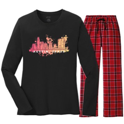 Austin Texas Skyline Women's Long Sleeve Flannel Pajama Set 