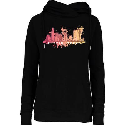 Austin Texas Skyline Womens Funnel Neck Pullover Hood