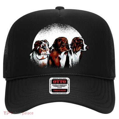 Australian Shepherd Dogs High Crown Mesh Back Trucker Hat