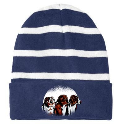 Australian Shepherd Dogs Striped Beanie with Solid Band