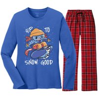 Axolotl Up To Snow Good Pun Snowboarding Axolotl Great Gift Women's Long Sleeve Flannel Pajama Set 