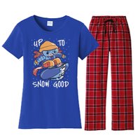 Axolotl Up To Snow Good Pun Snowboarding Axolotl Great Gift Women's Flannel Pajama Set