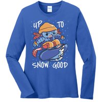 Axolotl Up To Snow Good Pun Snowboarding Axolotl Great Gift Ladies Long Sleeve Shirt