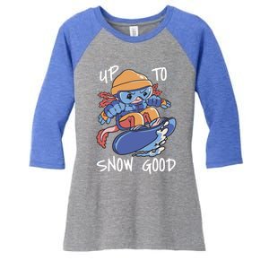 Axolotl Up To Snow Good Pun Snowboarding Axolotl Great Gift Women's Tri-Blend 3/4-Sleeve Raglan Shirt