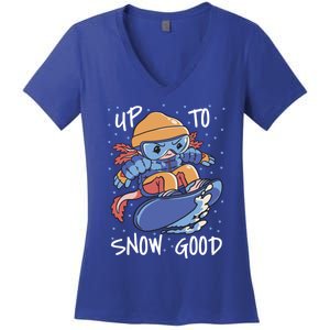 Axolotl Up To Snow Good Pun Snowboarding Axolotl Great Gift Women's V-Neck T-Shirt