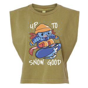 Axolotl Up To Snow Good Pun Snowboarding Axolotl Great Gift Garment-Dyed Women's Muscle Tee