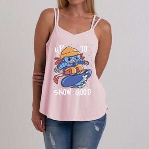 Axolotl Up To Snow Good Pun Snowboarding Axolotl Great Gift Women's Strappy Tank