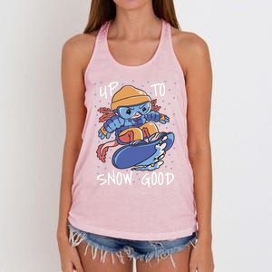 Axolotl Up To Snow Good Pun Snowboarding Axolotl Great Gift Women's Knotted Racerback Tank