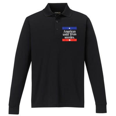 American Until Texas Secedes Performance Long Sleeve Polo