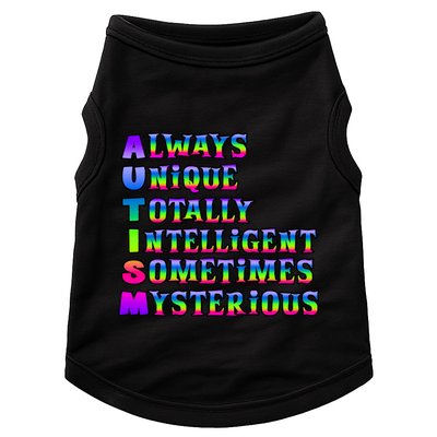 Always Unique Totally Intelligent Sometimes Mysterious Autism Awareness Doggie Tank