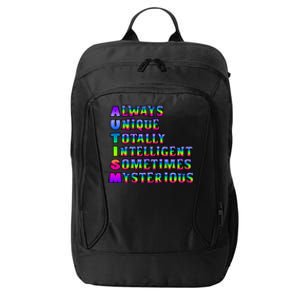 Always Unique Totally Intelligent Sometimes Mysterious Autism Awareness City Backpack