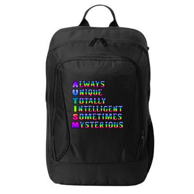 Always Unique Totally Intelligent Sometimes Mysterious Autism Awareness City Backpack