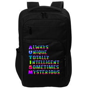 Always Unique Totally Intelligent Sometimes Mysterious Autism Awareness Impact Tech Backpack