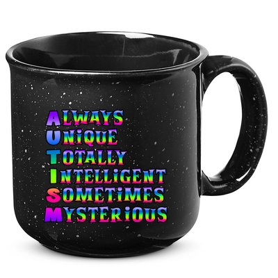 Always Unique Totally Intelligent Sometimes Mysterious Autism Awareness 15oz Campfire Ceramic Mug