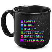 Always Unique Totally Intelligent Sometimes Mysterious Autism Awareness 15oz Campfire Ceramic Mug