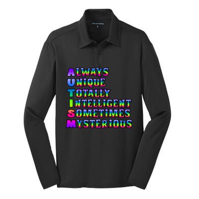 Always Unique Totally Intelligent Sometimes Mysterious Autism Awareness Silk Touch Performance Long Sleeve Polo