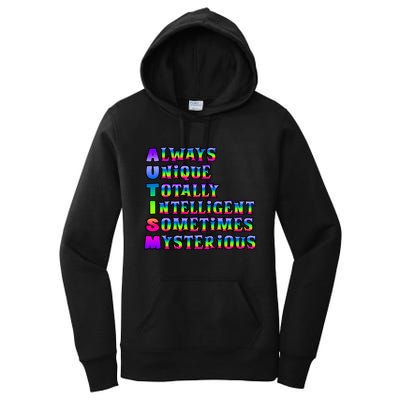 Always Unique Totally Intelligent Sometimes Mysterious Autism Awareness Women's Pullover Hoodie