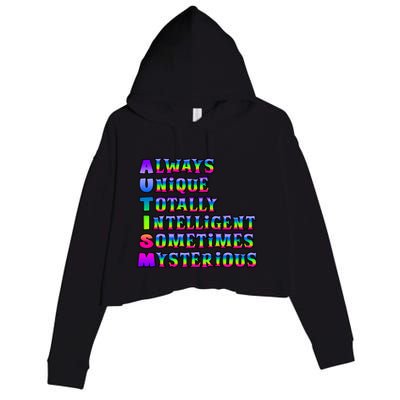 Always Unique Totally Intelligent Sometimes Mysterious Autism Awareness Crop Fleece Hoodie