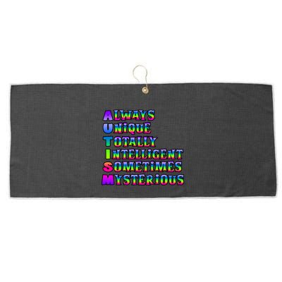 Always Unique Totally Intelligent Sometimes Mysterious Autism Awareness Large Microfiber Waffle Golf Towel