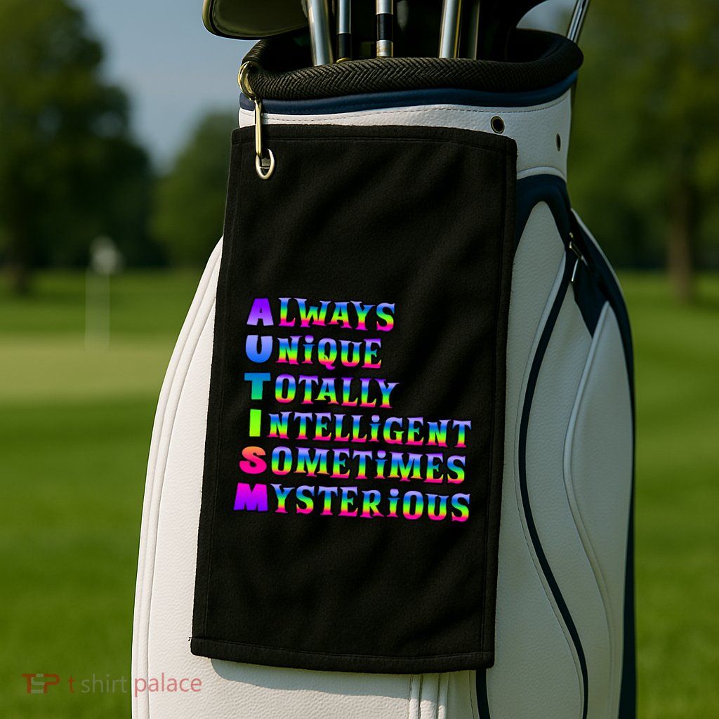 Always Unique Totally Intelligent Sometimes Mysterious Autism Awareness Golf Towel