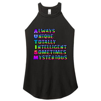 Always Unique Totally Intelligent Sometimes Mysterious Autism Awareness Women's Perfect Tri Rocker Tank