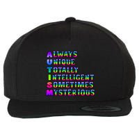 Always Unique Totally Intelligent Sometimes Mysterious Autism Awareness Wool Snapback Cap