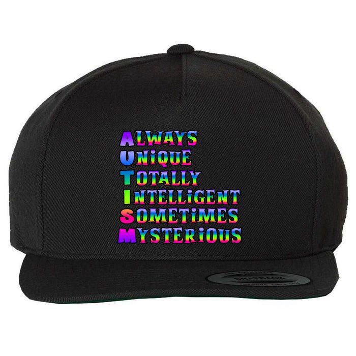Always Unique Totally Intelligent Sometimes Mysterious Autism Awareness Wool Snapback Cap