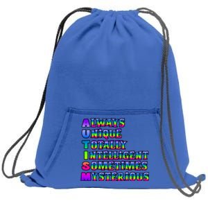 Always Unique Totally Intelligent Sometimes Mysterious Autism Awareness Sweatshirt Cinch Pack Bag