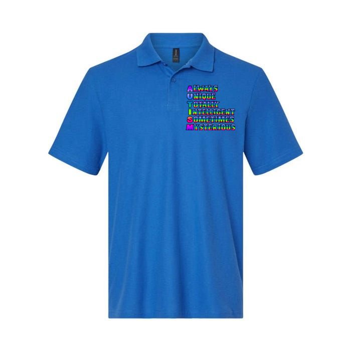 Always Unique Totally Intelligent Sometimes Mysterious Autism Awareness Softstyle Adult Sport Polo