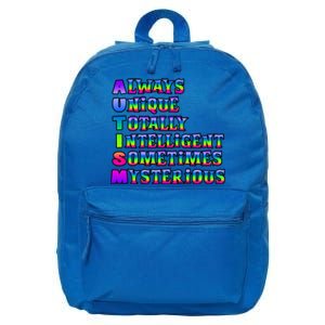 Always Unique Totally Intelligent Sometimes Mysterious Autism Awareness 16 in Basic Backpack