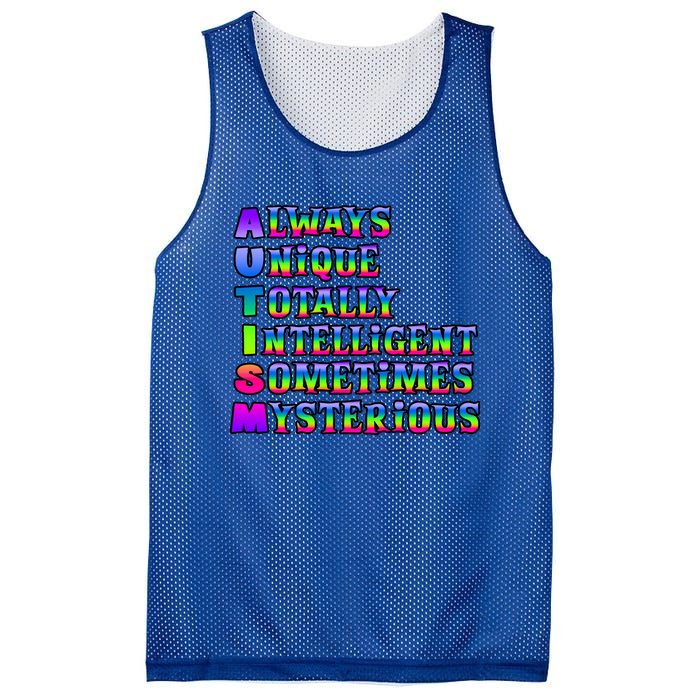 Always Unique Totally Intelligent Sometimes Mysterious Autism Awareness Mesh Reversible Basketball Jersey Tank