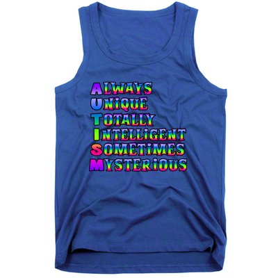 Always Unique Totally Intelligent Sometimes Mysterious Autism Awareness Tank Top